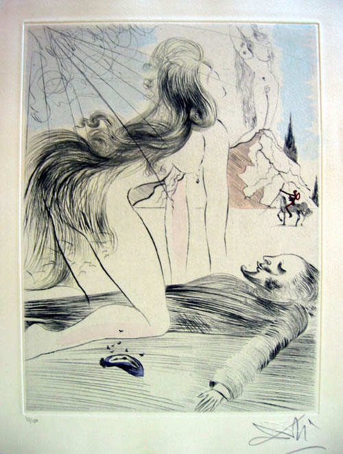 Salvador Dali - Venus in Furs - Femme a Genoux (Kneeling Woman) - 1969 Etching